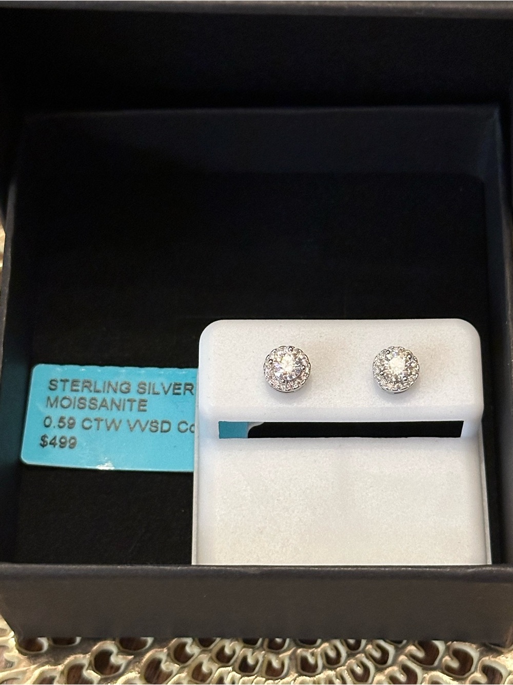 Sterling Silver Moissanite Halo Stud Earrings
